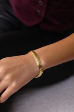 Çavuş Model Kalın Form Altın Kaplama Gümüş Bileklik - Görsel 3