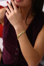 Çavuş Model Kalın Form Altın Kaplama Gümüş Bileklik - Görsel 4