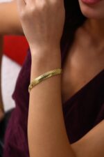 Çavuş Model Kalın Form Altın Kaplama Gümüş Bileklik - Görsel 5