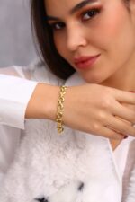 Yuvarlak Halkalı Zincir Form Altın Kaplama Gümüş Bileklik - Görsel 7