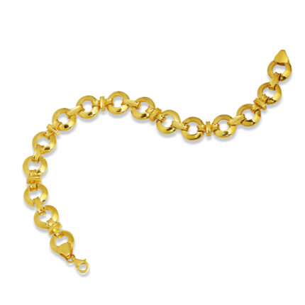 Yuvarlak Halkalı Zincir Form Altın Kaplama Gümüş Bileklik