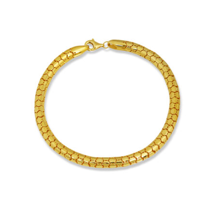 Yılan Derisi Dokulu Gold Kaplama Şık Bileklik – 925 Ayar Gümüş