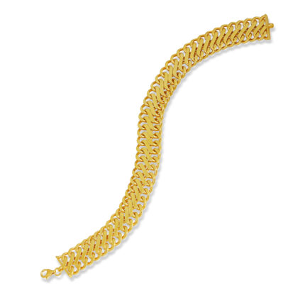 Geniş Form Gold Kaplama Modern Zincir Bileklik – 925 Ayar Gümüş