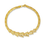 Gold Kaplama Geometrik Dokulu Özel Tasarım Bileklik – 925 Ayar Gümüş