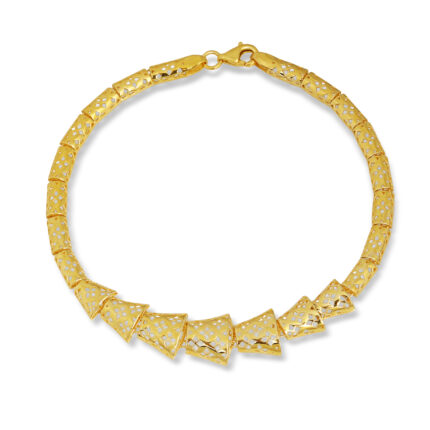 Gold Kaplama Geometrik Dokulu Özel Tasarım Bileklik – 925 Ayar Gümüş