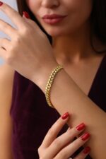 Kalın Döküm Gold Kaplama Bileklik - Görsel 2