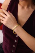 Kalın Döküm Gold Kaplama Bileklik - Görsel 3