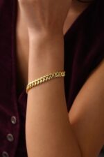 Kalın Döküm Gold Kaplama Bileklik - Görsel 5