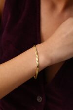 Mozaik Bağlantılı Mini Plaka Altın Kaplama Bileklik - Görsel 3