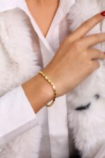 Üç Boyutlu Zigzag Form Altın Kaplama Modern Bileklik - Görsel 3