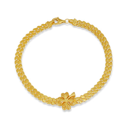 Taş Detaylı Yuvarlak Plaka Altın Kaplama Zarif Bileklik