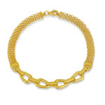 Örgü Zincir Oval Halkalı Altın Kaplama Bileklik