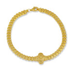 Kilit Motif Detaylı Kalın Altın Kaplama Bileklik