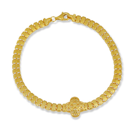 Kilit Motif Detaylı Kalın Altın Kaplama Bileklik