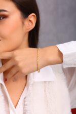 Minimal Oval Form Altın Kaplama Zincir Bileklik - Görsel 2