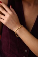 Yuvarlak Halkalı Altın Kaplama Zincir Bileklik - Görsel 2