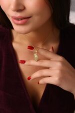 Tavus Kuşu Kuyruğu Motifli Altın Kaplama Gümüş Kolye - Görsel 2