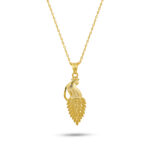 Tavus Kuşu Kuyruğu Motifli Altın Kaplama Gümüş Kolye