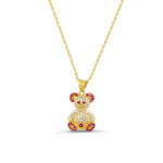 Renkli Taşlı Ayıcık Figürlü Sevimli Kolye