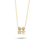 Çocuk Figürlü Taş İşlemeli Sevgi Kolyesi