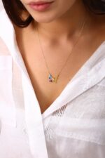 Renkli Taşlı Kelebek Kanadı Kolyesi - Görsel 2