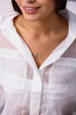 Renkli Taşlı Kelebek Kanadı Kolyesi - Görsel 3