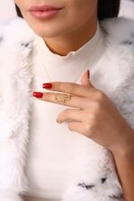 Kalpli Melek Kanadı Tasarımlı Taşlı Kolye - Görsel 3