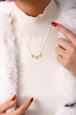 Kalpli Melek Kanadı Tasarımlı Taşlı Kolye - Görsel 4