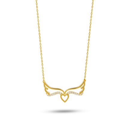 Kalpli Melek Kanadı Tasarımlı Taşlı Kolye