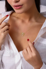 Taş İşlemeli Melek Kanatlı Altın Kaplama Kolye - Görsel 4