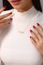 Taşlı Sonsuzluk Yazılı Love Kolye - Görsel 6