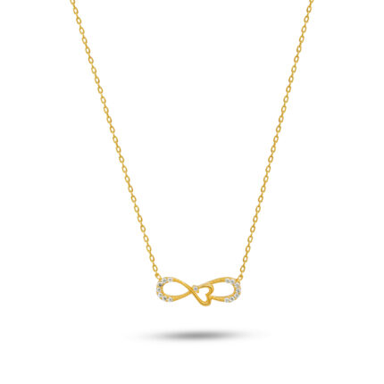 Taşlı Sonsuzluk ve Kalp Figürlü Zarif Kolye