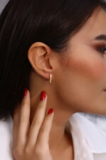 GoldPark Swarovski Taşlı Markiz Gümüş Küpe - Görsel 2