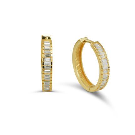 GoldPark Baget Halka Gümüş Küpe – Swarovski Taşlı, Zarif Kadın Küpe