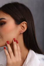 GoldPark Yeşil Taşlı Halka Gümüş Küpe – Swarovski Detaylı, Zarif Kadın Küpe - Görsel 6