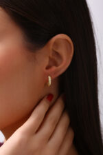 Burgu Model Altın Kaplama Halka Küpe - Görsel 3