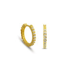 Taş Sıralı İnce Altın Kaplama Halka Küpe