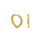 Üçgen Form İnce Taşlı Altın Kaplama Halka Küpe