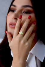 GoldPark Sekizgen Petek Form Modern Kadın Yüzük – 925 Ayar Gümüş - Görsel 5