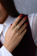 GoldPark Sekizgen Petek Form Modern Kadın Yüzük – 925 Ayar Gümüş - Görsel 6