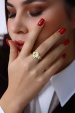 GoldPark Sekizgen Petek Form Modern Kadın Yüzük – 925 Ayar Gümüş - Görsel 7