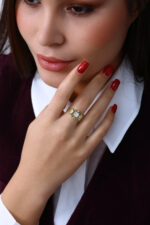 GoldPark Sekizgen Petek Form Modern Kadın Yüzük – 925 Ayar Gümüş - Görsel 8