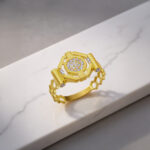 GoldPark Sekizgen Petek Form Modern Kadın Yüzük – 925 Ayar Gümüş - Görsel 3