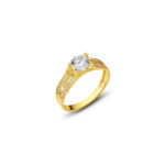 GoldPark Üç Sıra Işıltılı Modern Tek Taş Kadın Yüzük – 925 Ayar Gümüş