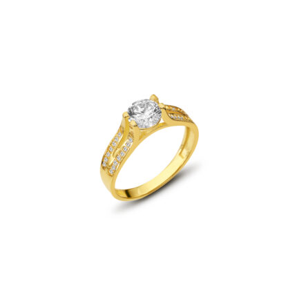 GoldPark Üç Sıra Işıltılı Modern Tek Taş Kadın Yüzük – 925 Ayar Gümüş