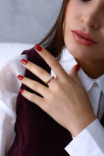 GoldPark Uzun Baget Modern Form Kadın Yüzük – 925 Ayar Gümüş - Görsel 2