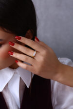 GoldPark Uzun Baget Modern Form Kadın Yüzük – 925 Ayar Gümüş - Görsel 3