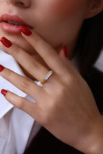 GoldPark Uzun Baget Modern Form Kadın Yüzük – 925 Ayar Gümüş - Görsel 4