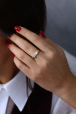 GoldPark Uzun Baget Modern Form Kadın Yüzük – 925 Ayar Gümüş - Görsel 6