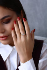 GoldPark Uzun Baget Modern Form Kadın Yüzük – 925 Ayar Gümüş - Görsel 8